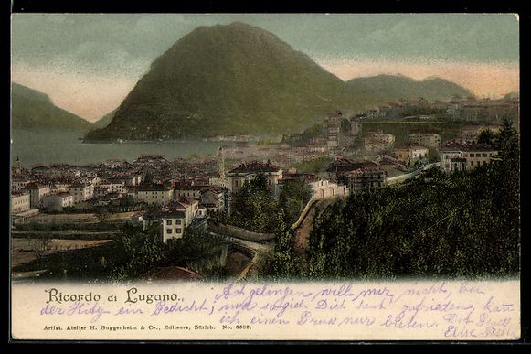 Cartoline postali: Lugano, Veduta della città e del lago – Usato da Berlin venduto da bartko-reher