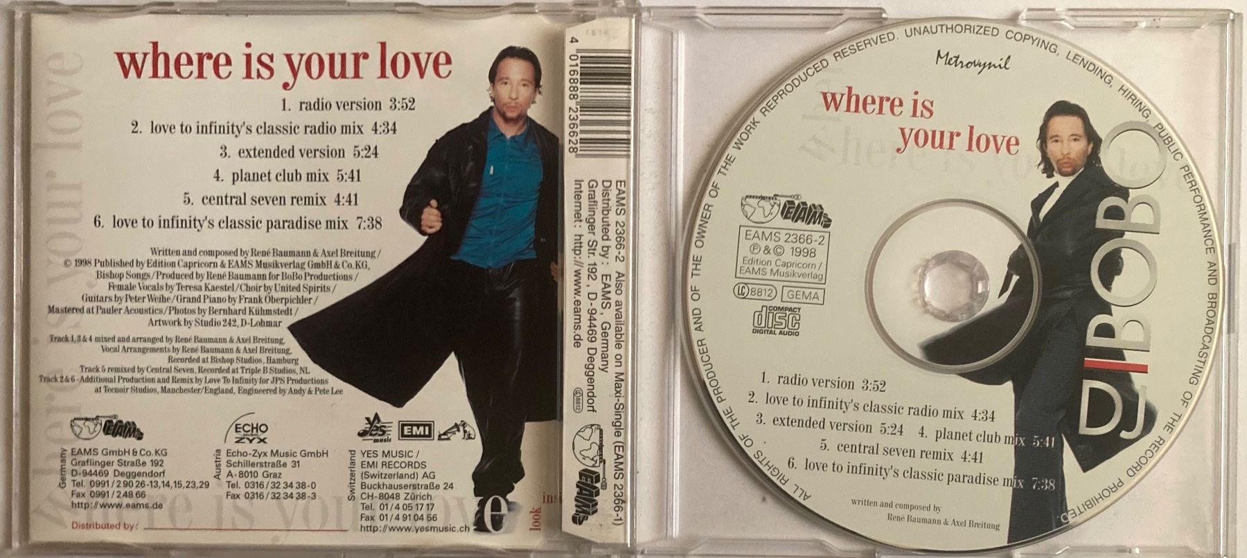 CD: DJ BOBO - WHERE IS YOUR LOVE – Usato da Poliez-Pittet venduto da Newtown-Records 1