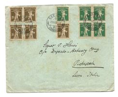 Brief 21.VII.30 Marken-Tellbuben mit Viererblock Tell Nr.171