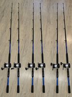 6 x 210er 7" Schlepp Trolling Ruten & Multirollen Linkshand