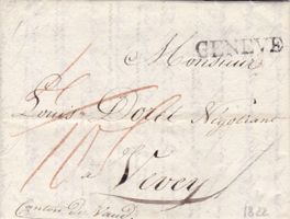 1822, "Geneve", Stabstempel auf Faltbrief mit Inhalt 