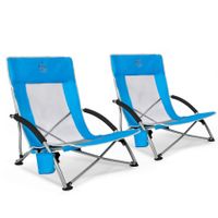 Strandstuhl Klappstuhl Mesh Rückenlehne 2,9 kg Blau Metall