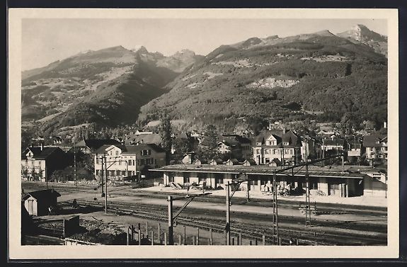 Cartoline postali: AK Buchs, Blick auf den Bahnhof – Usato da Berlin venduto da bartko-reher