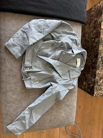 Stradivarius Lederjacke Babyblau XS