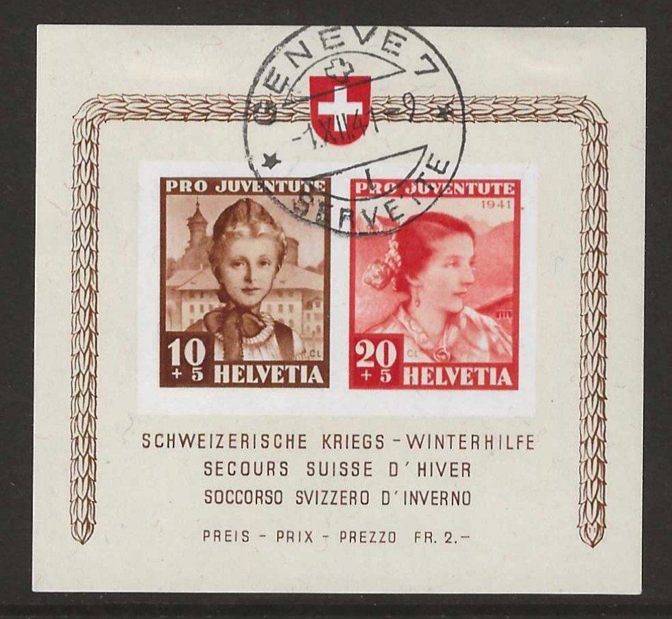 Tutti i francobolli: 1941 : Pro Juventute Block - Ersttag : KP 600.-- – Usato da Gümligen venduto da Geniusbuy