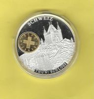 2002Schweiz Medallie 54gr/Schloss Thun/unz.1 Rp eingelegt/PP