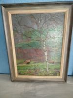 Oelbild auf pavatex, Herbst im guerbental,