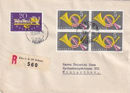R-Brief Zürich 39 Selnau 1949 ("100 Jahre eidg. Post")