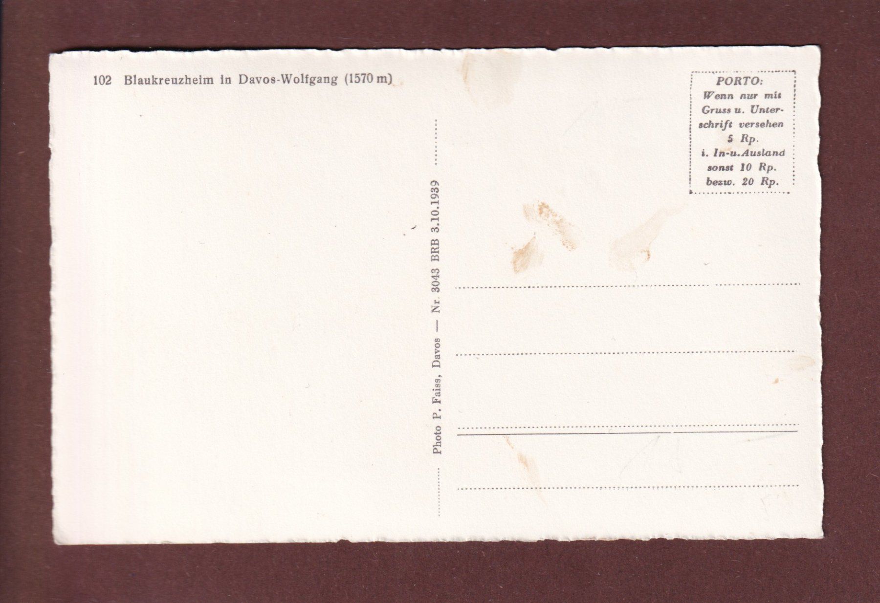 Cartoline postali: DAVOS-WOLFGANG - Blaukreuzheim – Usato da Pully venduto da nicecards 1