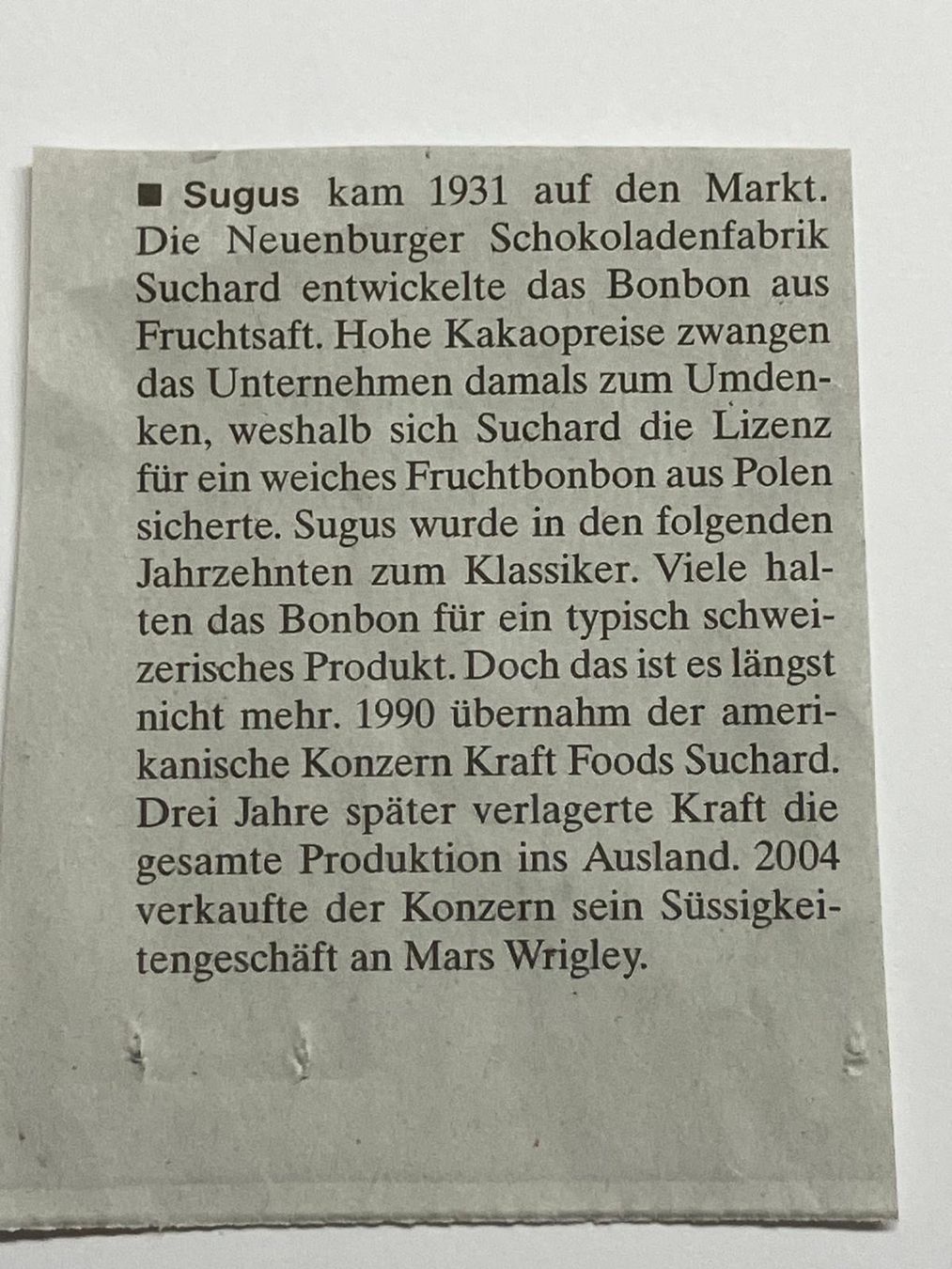 Suchard Carte collezionabili: Sugus - Originalverpackung, Suchard Reklame – Usato da Regensdorf venduto da 7ws8 3