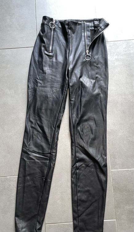 Pantalon Jogging Zara En Simili Cuir – Taille S, Taille élastiquée, Noir, Occasion Très Bon état