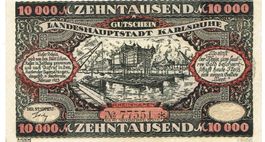 Karlsruhe 10000 Mark 02.1923 VZ+-VZ++