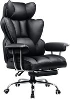 Gaming Stuhl ergonomisch Fussstütze Kunstleder 180kg Schwarz