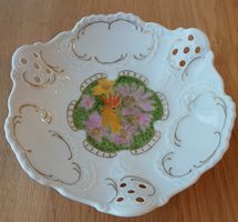 Lindner Porzellan Schale mit Blumen Dekor 19 cm  Top Zustand