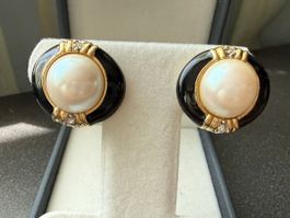 ✨Vintage Ohrringe mit Perlen und Strasssteinen