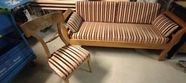 Biedermeier Sofa/Liege mit Stuhl