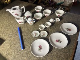 Vintage Porcelain Kids Miniature Tea Set - 16 Pieces 