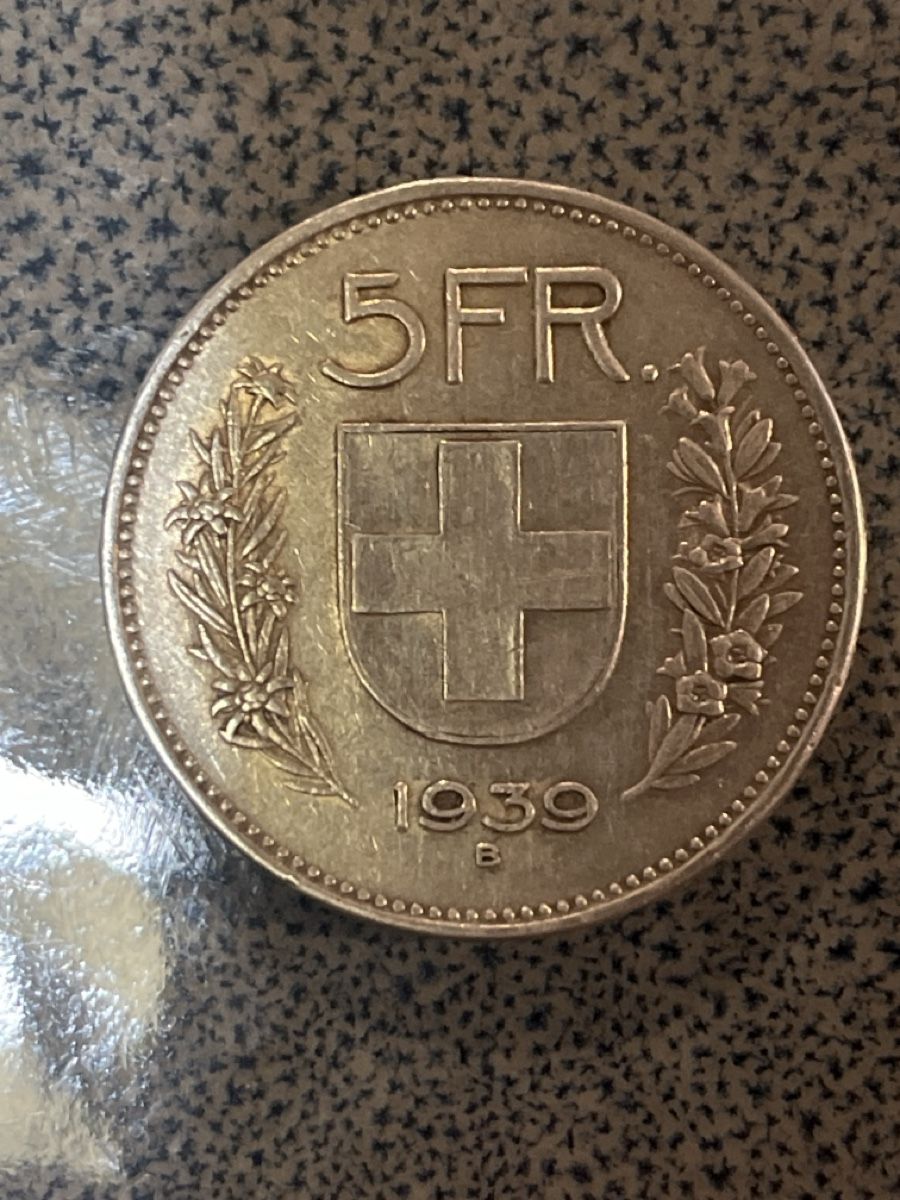 Alle Münzen: 5 francs argent 1939 B – Gebraucht aus Prangins von Rodard8