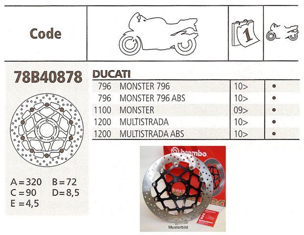 Brembo Tutti i ricambio per moto: Brembo Bremsscheibe Ducati – Nuovo e nell'imballaggio originale da Widnau venduto da Staedler2 5