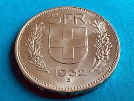 5 Franken 1932 Silber in -unz / Stempelglanz
