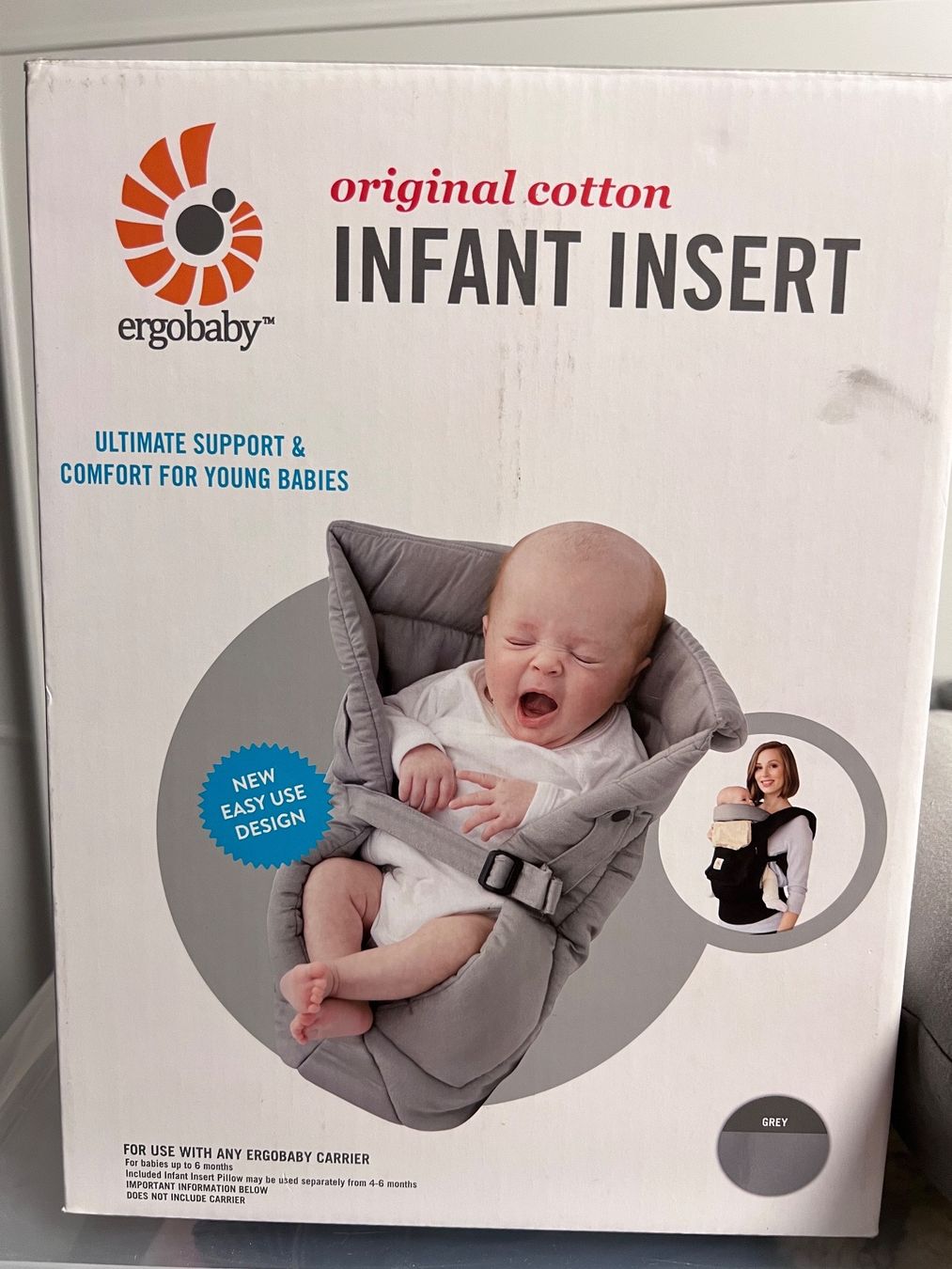 Ergo Baby Marsupi portabebè: Ergobaby Neugeborene-Einsatz Grau – Usato da Wil ZH venduto da CataleyaDewi