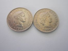 2 x 10 Rp. 1945 + 1965 gute Jahrgänge