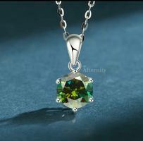 Elegante Silberkette mit grünem Moissanit Neu & Zertifiziert