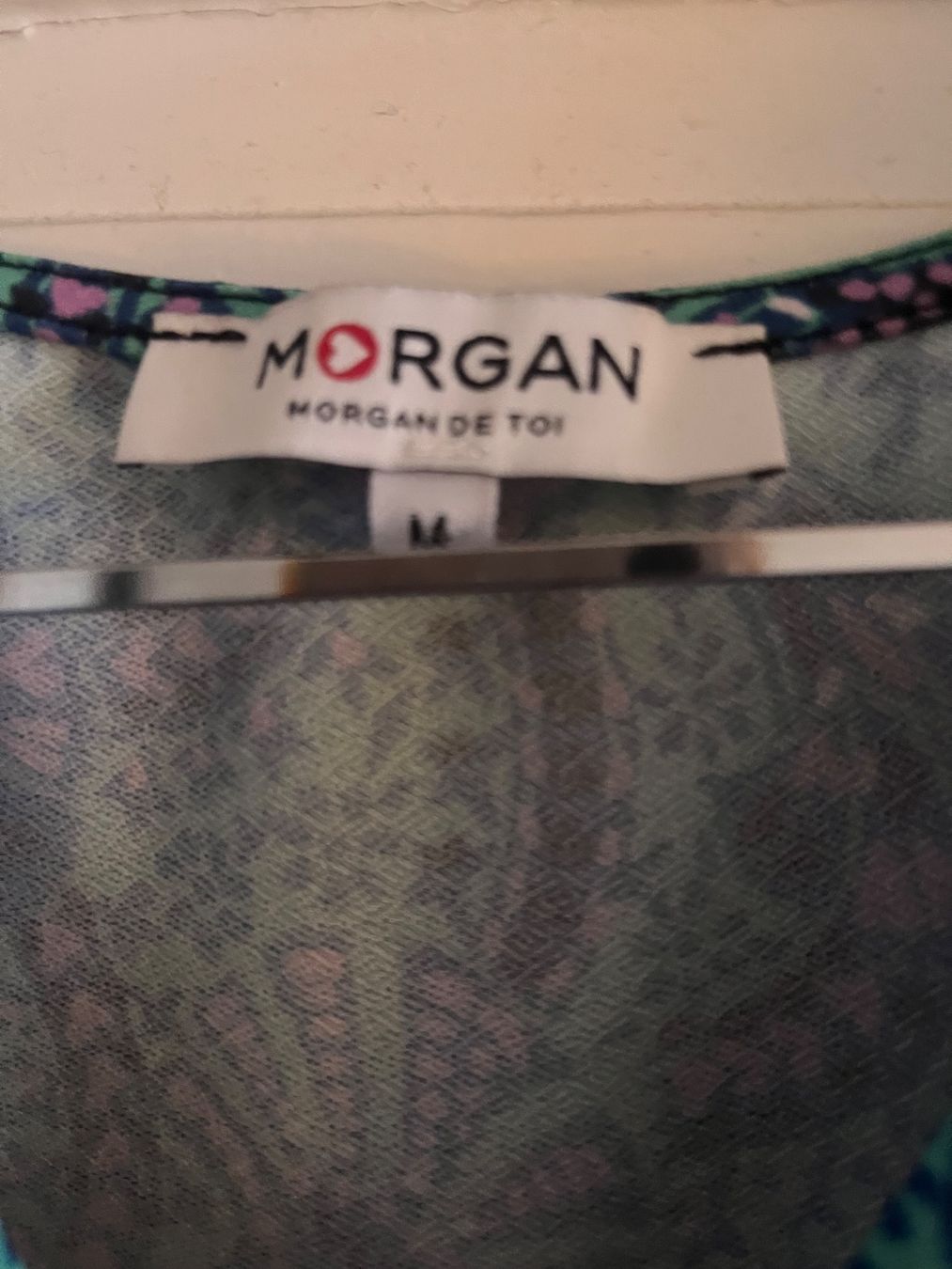 Morgan Tops: Haut Morgan taille M imprimer vert et rose – Gebraucht aus Genève von Paradis_Vintage 2