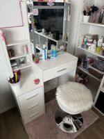 Schminktisch weiss mit LED Spiegel und Hocker 