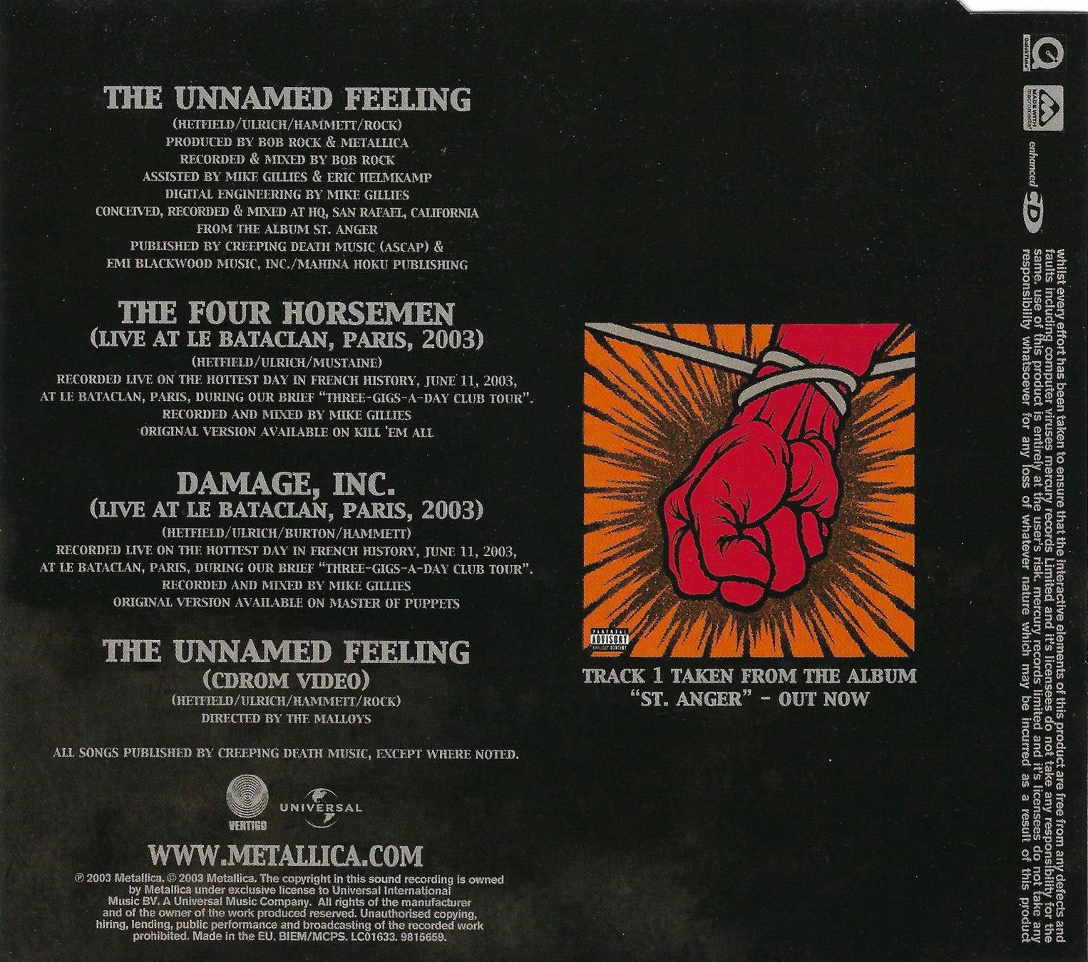 CDs: CD-Single: METALLICA - The Unnamed Feeling – Gebraucht aus Rotkreuz von groeli69 1