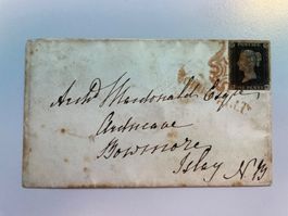 1840 WOW QV One Penny Black, STAMP RED MALTESE CROSS PLATE 2