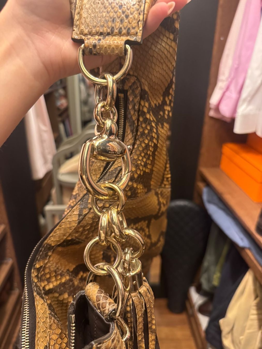 Gucci Borse da donna: Gucci Python Handtasche mit Fransen - braun/beige - sehr gut – Usato da Zug venduto da Phrauto 6