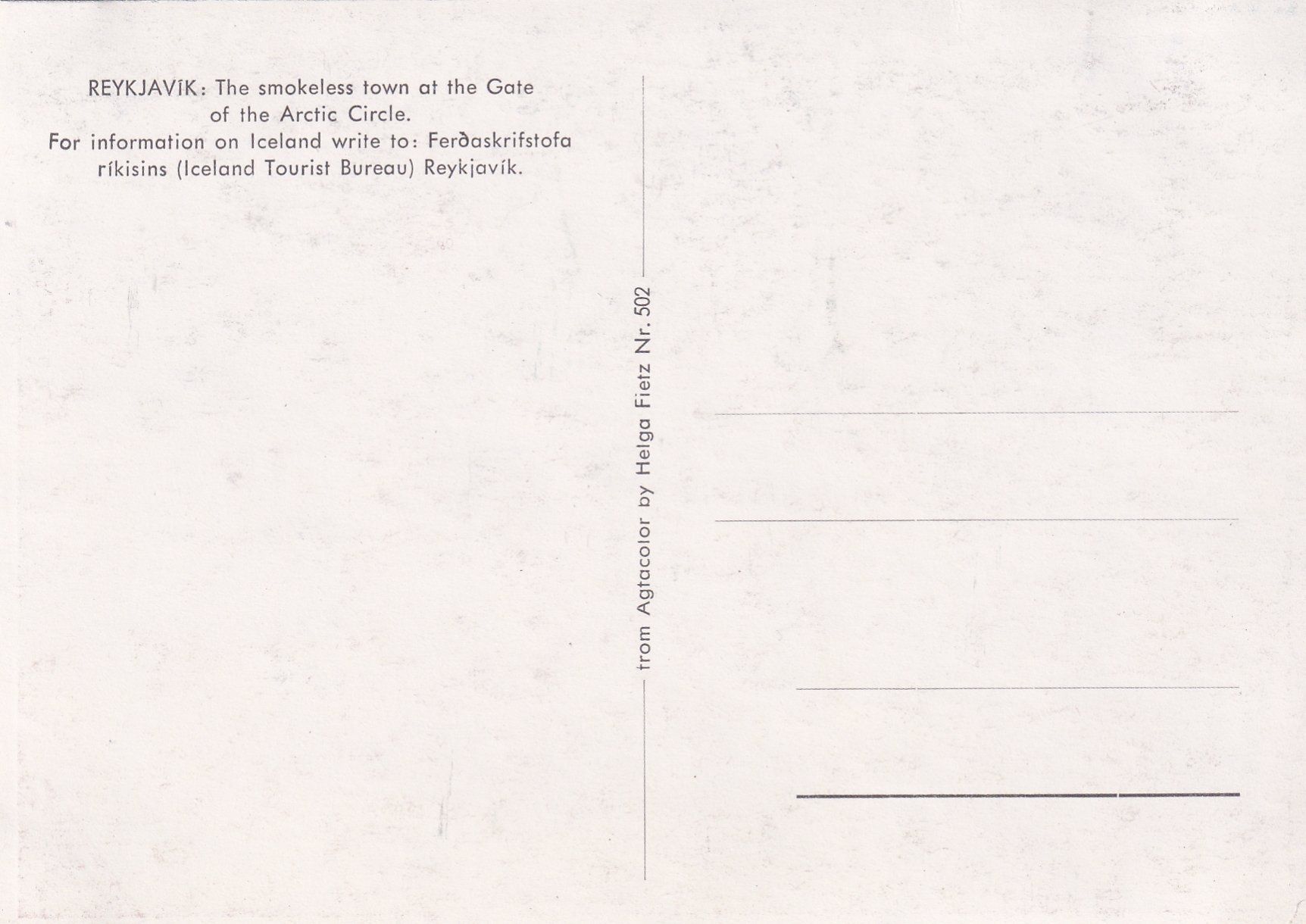Cartoline postali: Reykjavik /bo – Usato da Hombrechtikon venduto da Rudolf07 1