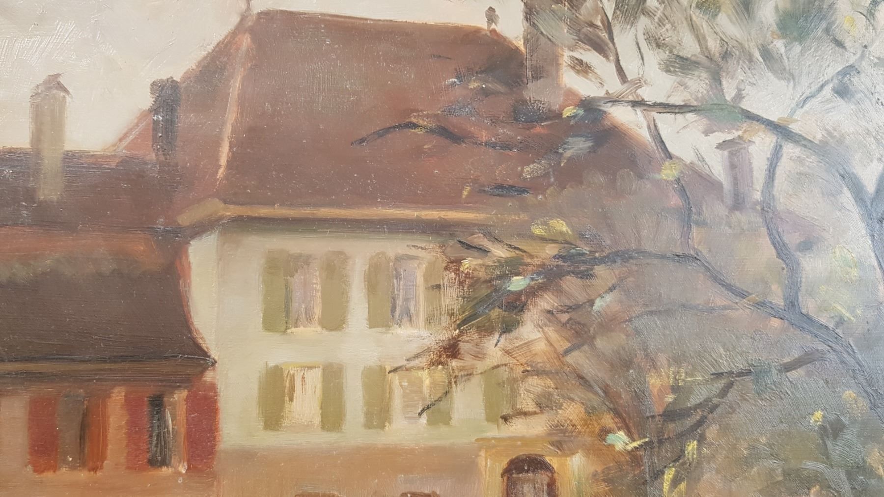 Dipinti: E.Taillens. paysage maison vaudoise – Usato da Lausanne venduto da leneko 1