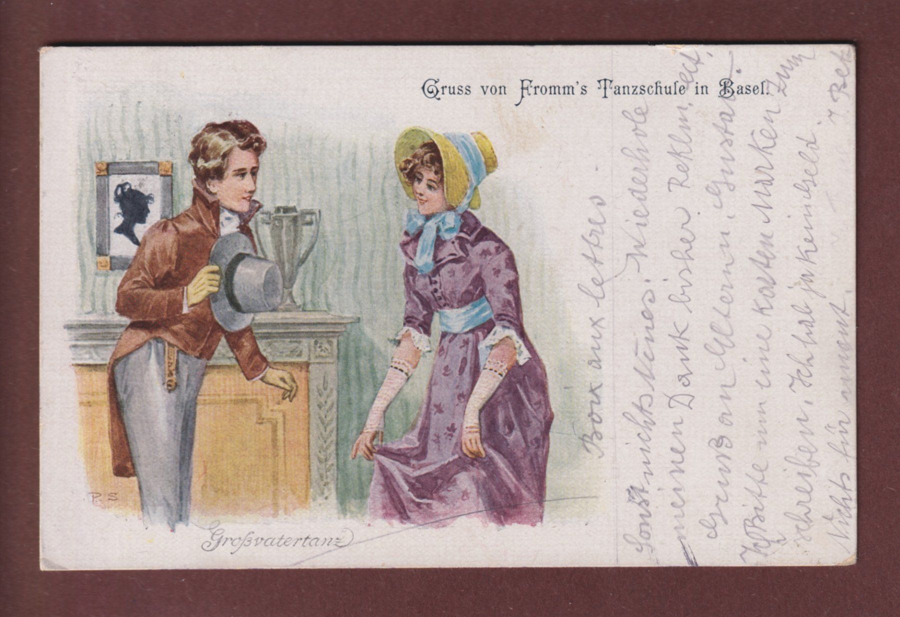Cartoline postali: BASEL - Fromm's Tanzschule Grossvatertanz 1921 // Eckbug // – Usato da Pully venduto da nicecards