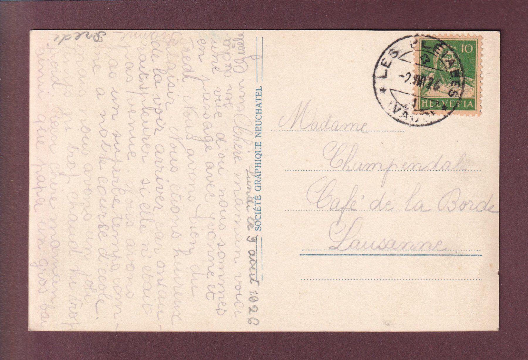 Cartoline postali: LES PLEIADES - Chalet-Restaurant - 1926 – Usato da Pully venduto da nicecards 1