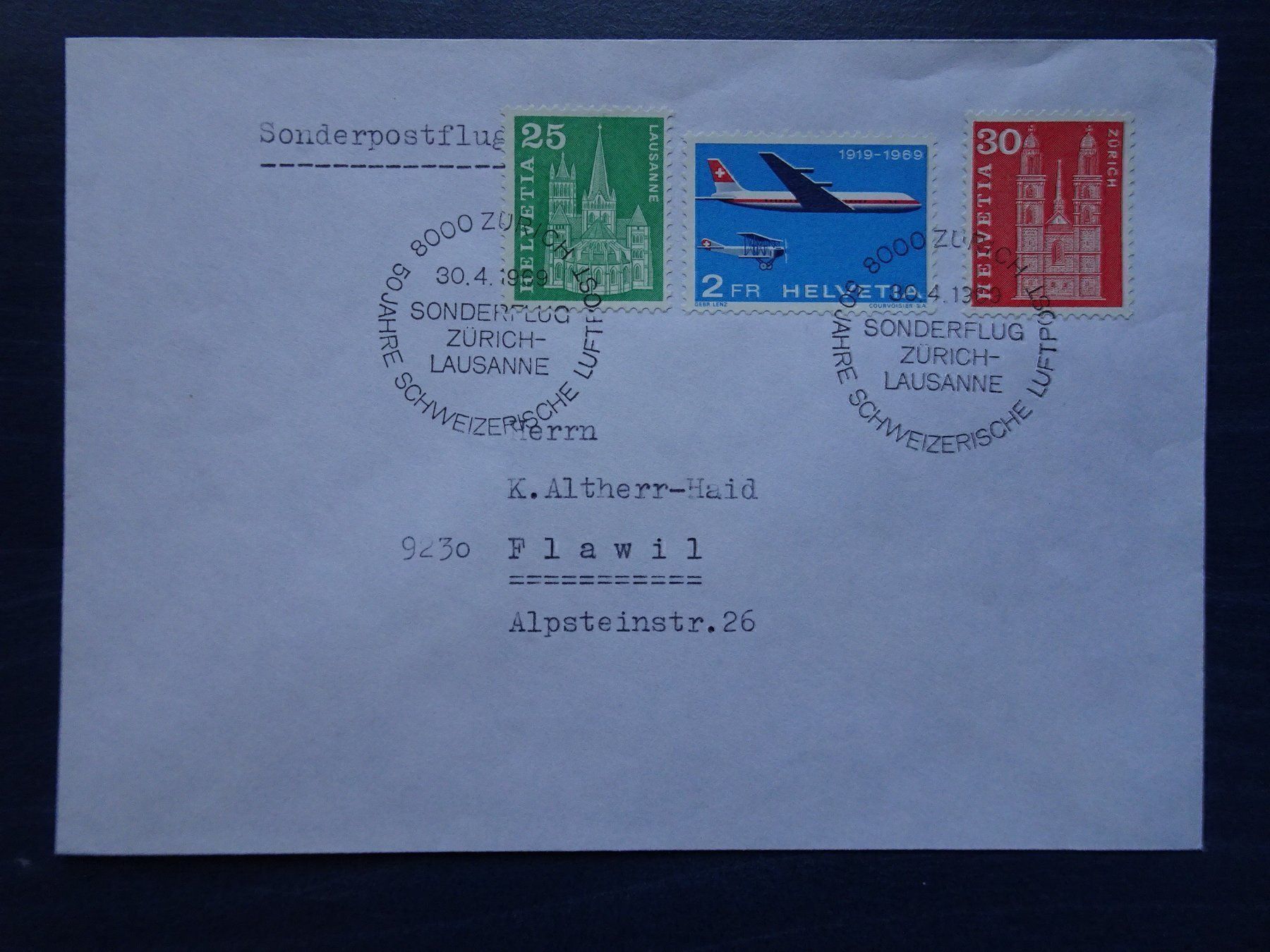Tous les timbres: Sonderpostflug 30.4.1969 – D'occasion à Aadorf par Chnorli-Furz