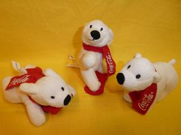 3 Coca Cola Eisbären Plüschtiere Winterdeko     Merchandise