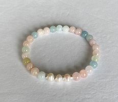 Edelstein Armband Morganit Beryll Süsswasser Perlen auf Mass