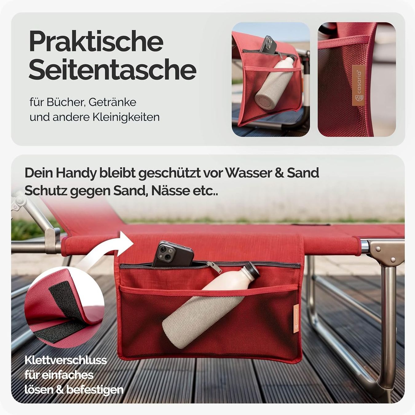 Liegen & Liegestühle: Sonnenliege 2er Set klappbar mit Dach rot – Neu und originalverpackt aus Dietikon von Abverkauf10 3
