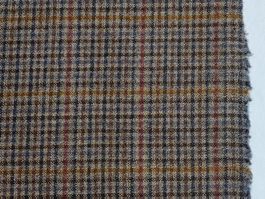 Designer Merino Stoff 1.40x1.54m beige mel. & farbiges Karo