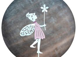 Elfe am Stab Metall, weiss-pink, 37 cm, Blumenstecker