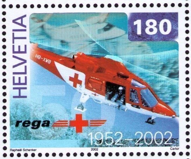 Tutti i francobolli: 2002_1040_REGA-HELIKOPTER AGUSTA_HOLOGRAMM-Kleinbogen ** – Nuovo (secondo la descrizione) da Marthalen venduto da Ch_quality 1