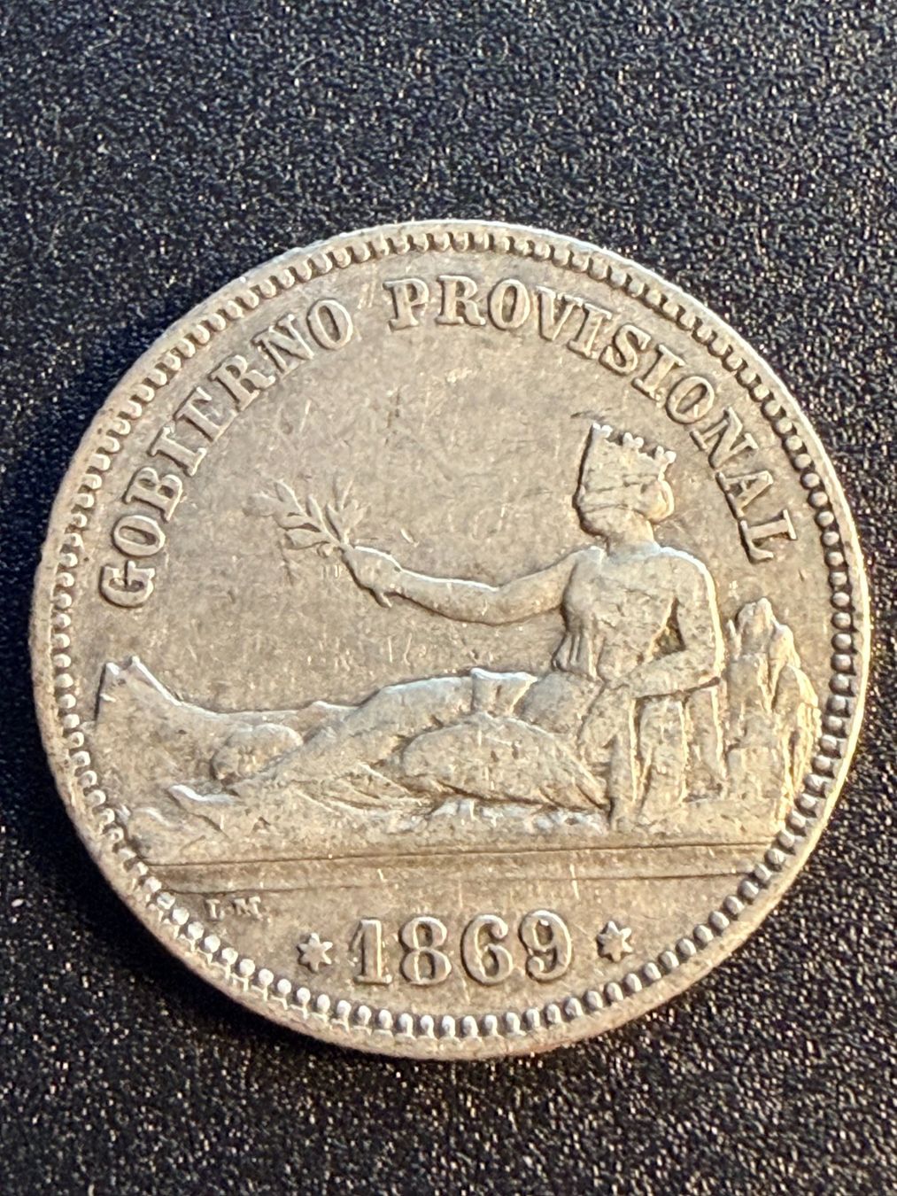 Tutti le monete: 1 Pesetas 1869 Spanien - Silber 835/1000 – Usato da Gams venduto da Rhi-Taler