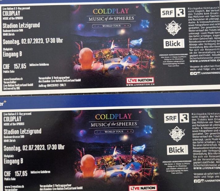 1 Coldplay Stehplatz Ticket Für 02.07.23 In Zürich | Kaufen Auf Ricardo