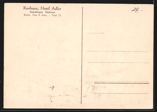 Cartoline postali: AK Ermatingen, Blick zum Hotel Adler – Usato da Berlin venduto da bartko-reher 1