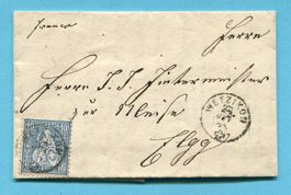 Faltbriefli von Wetzikon nach Elgg 1869
