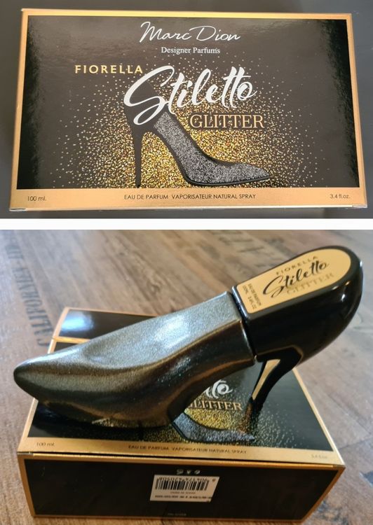 Damen Parfum Stiletto Form eines High Heels schwarz-glitter (Neu