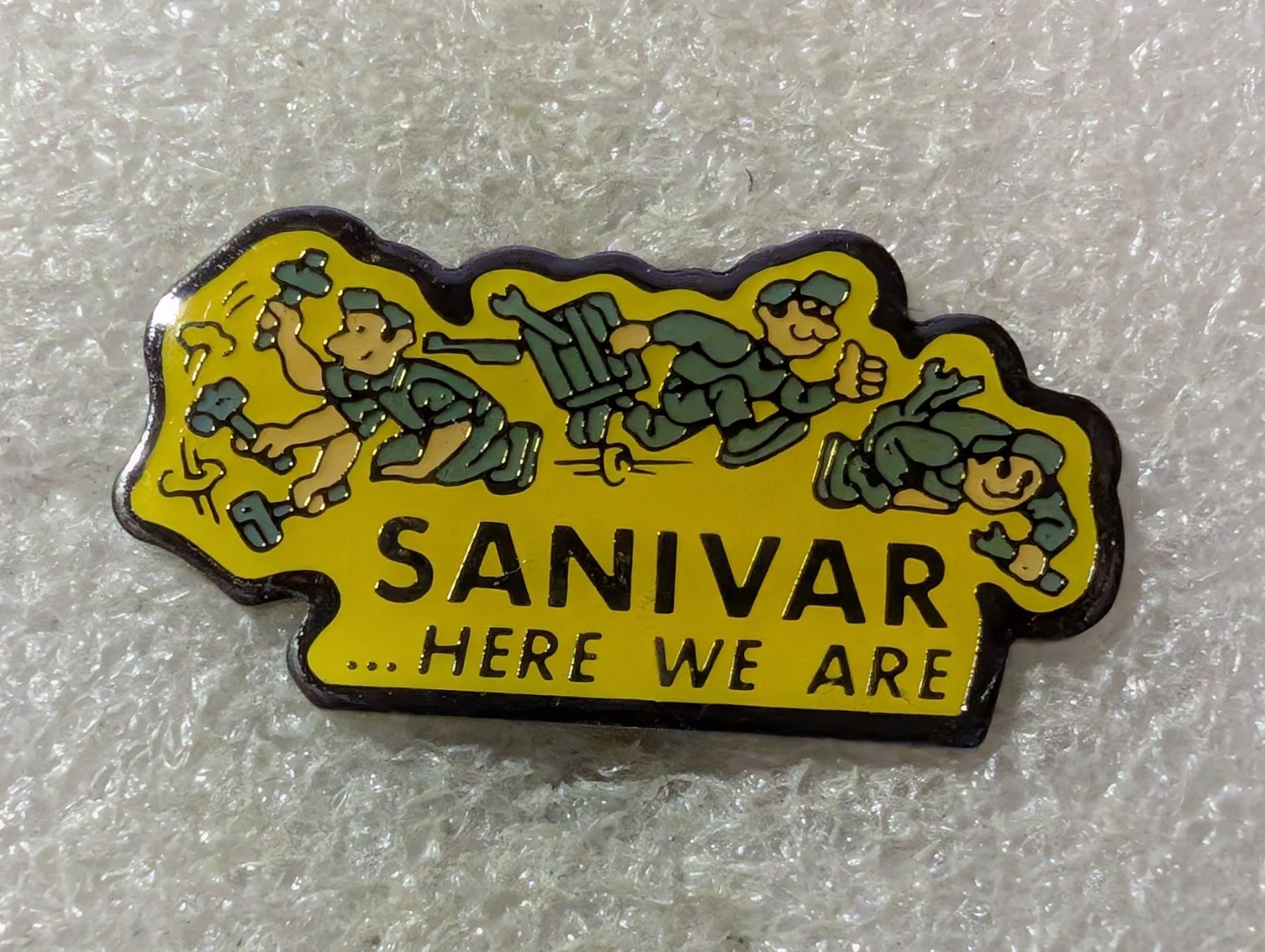 Placchette & Badge: Ansteckpin 121: Sanivar – Usato da Oppligen venduto da Pin-Fall-Shop
