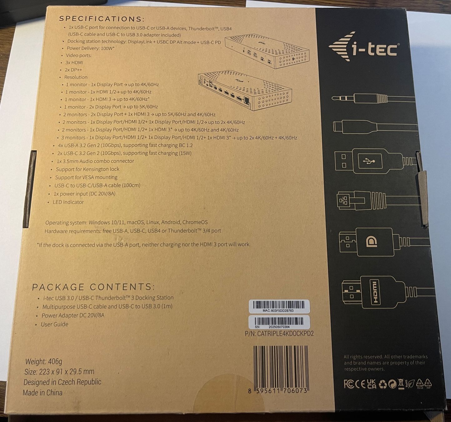I-tec Docking station: i-Tec USB 3.0 USB-C Thunderbolt 3x 4K Docking Station Gen 2 – Neuf (Voir description) à Büron par Bellcolor 3